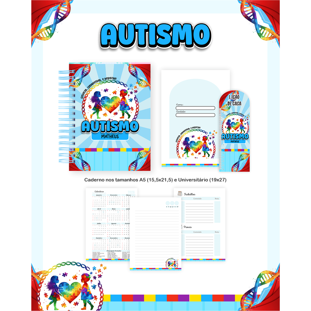 Kit Digital Encadernação Autismo - Volta às Aulas Completo 2