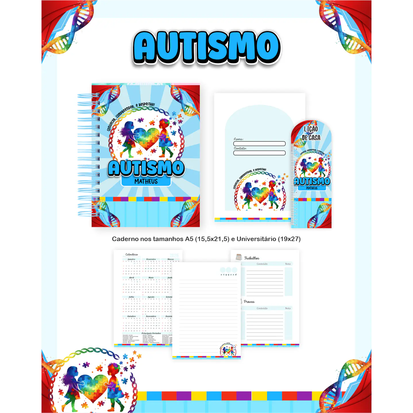 Kit Digital Encadernação Autismo - Volta às Aulas Completo 2