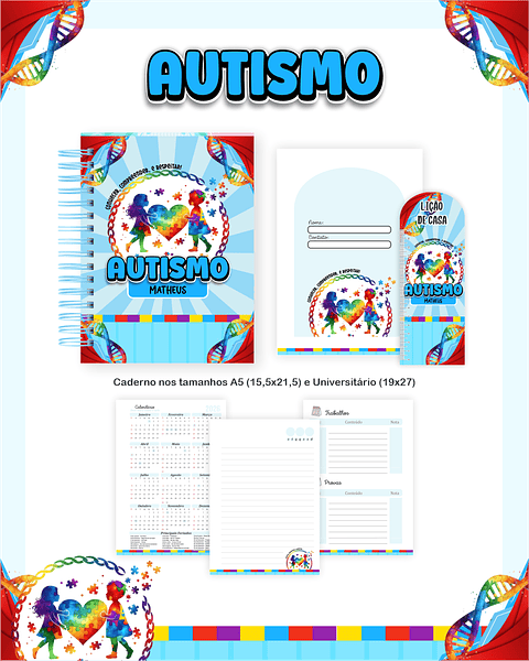 Kit Digital Encadernação Autismo - Volta às Aulas Completo