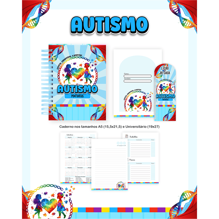 Kit Digital Encadernação Autismo - Volta às Aulas Completo 2