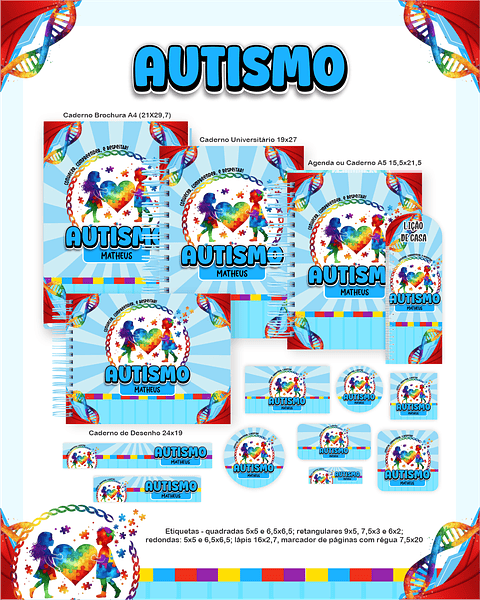Kit Digital Encadernação Autismo - Volta às Aulas Completo
