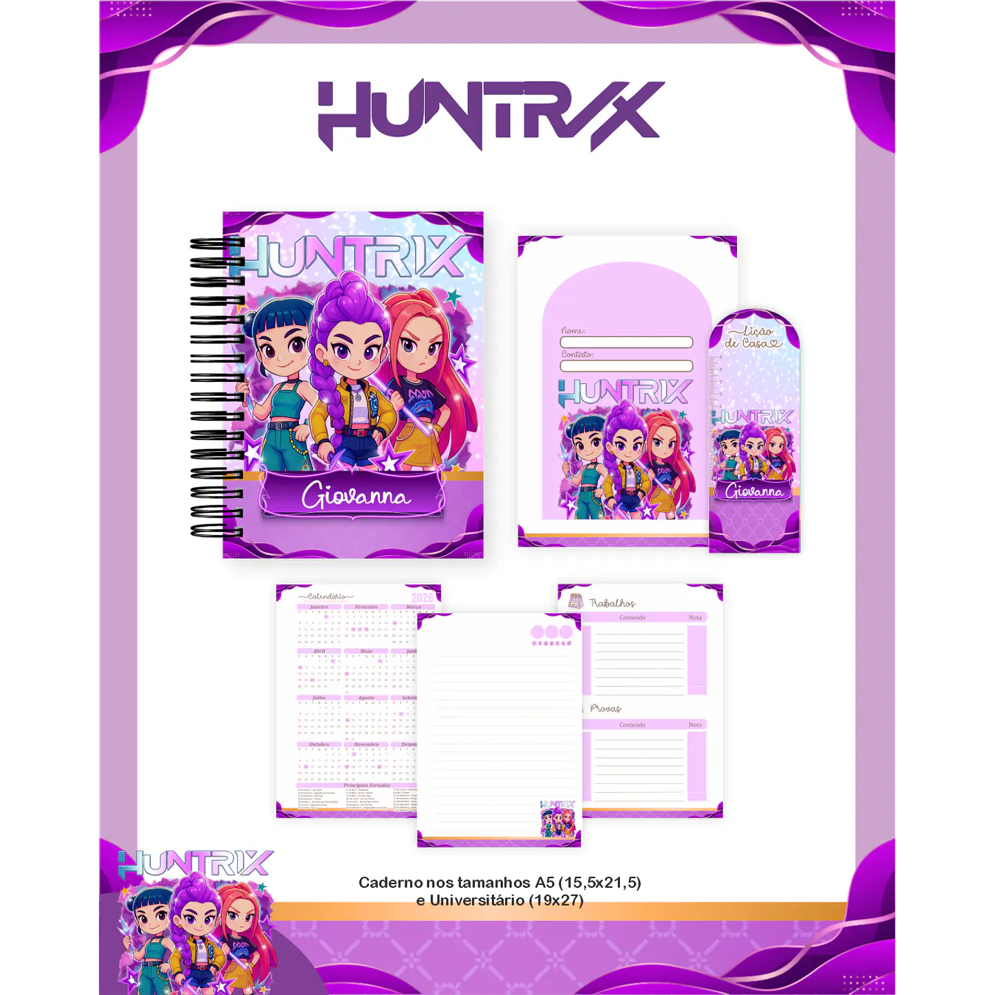Kit Digital Encadernação Guerreiras do K-Pop - Volta às Aulas  3