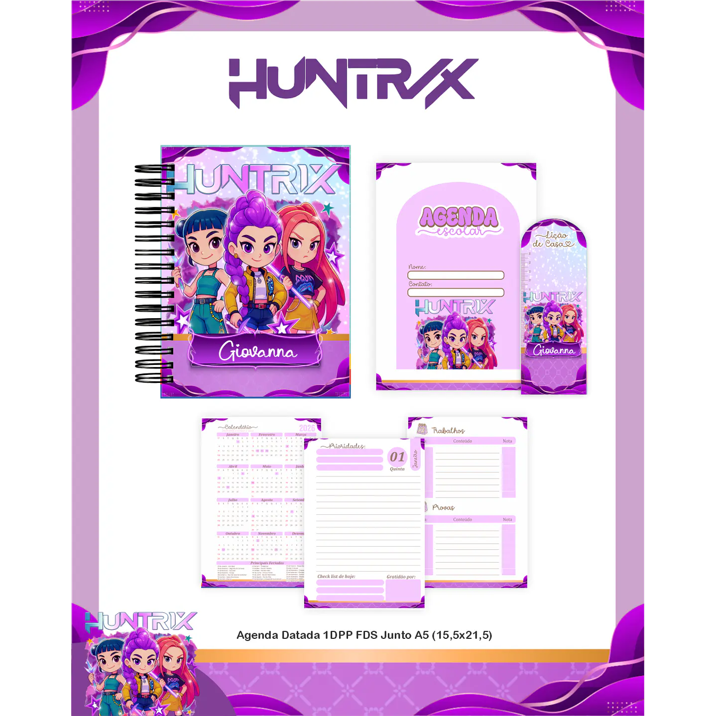 Kit Digital Encadernação Guerreiras do K-Pop - Volta às Aulas  4