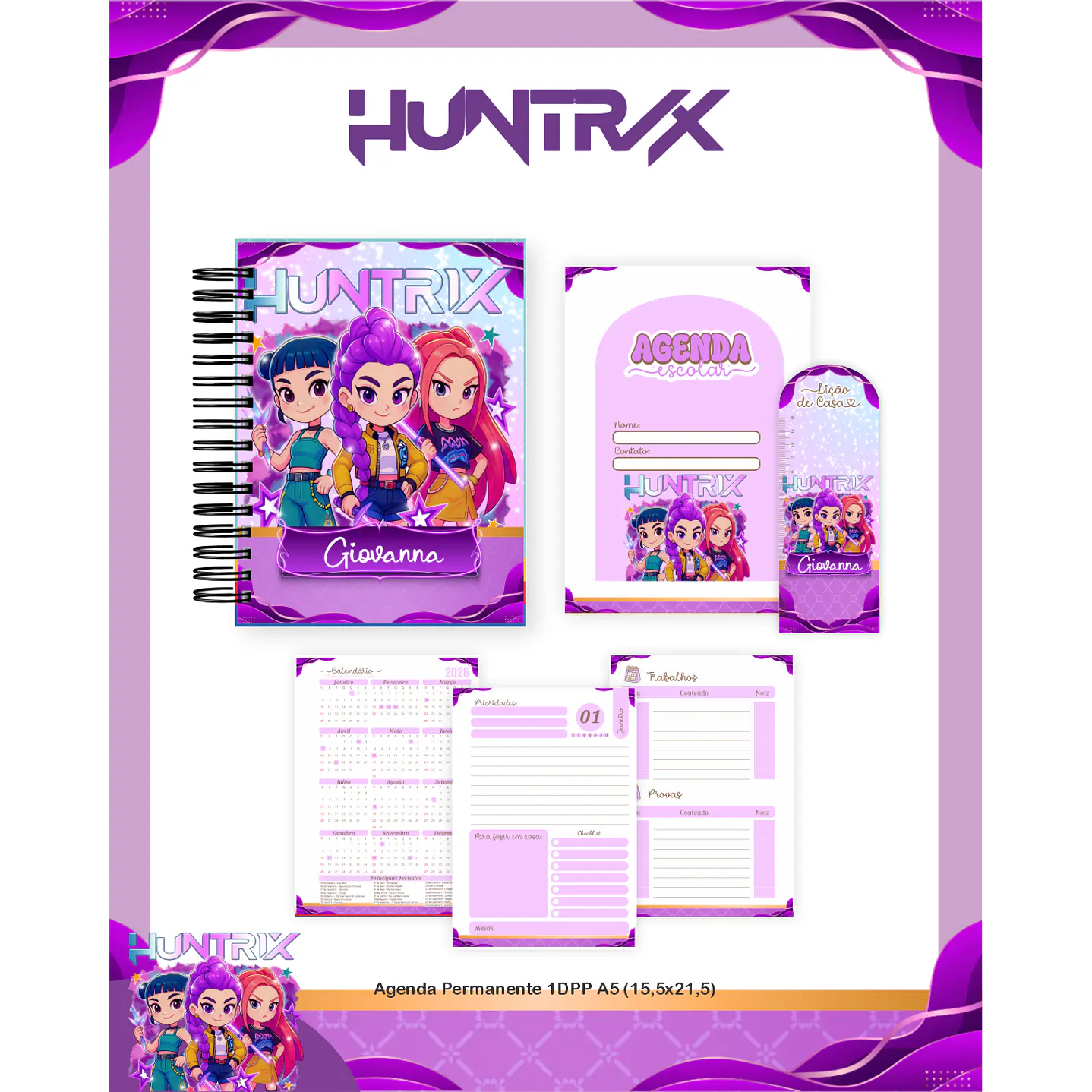 Kit Digital Encadernação Guerreiras do K-Pop - Volta às Aulas  5