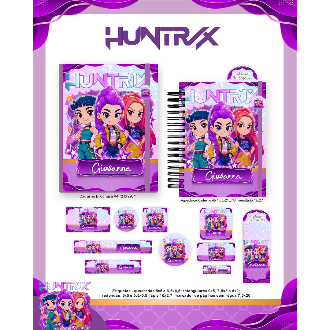 Kit Digital Encadernação Guerreiras do K-Pop - Volta às Aulas  2