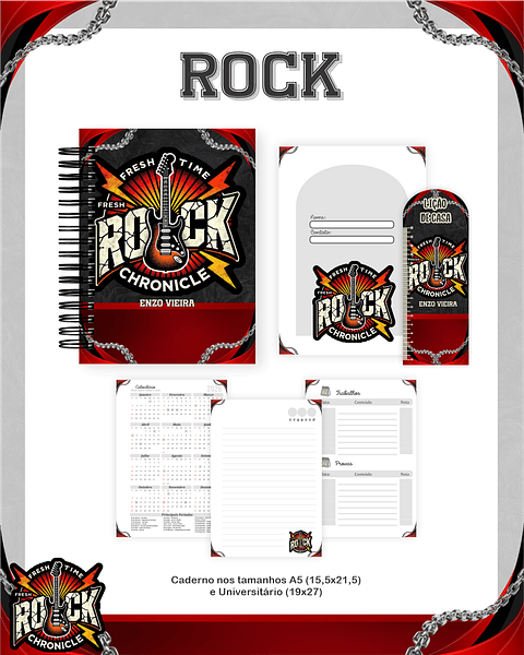 Kit Digital Encadernação Rock - Volta às Aulas Completo