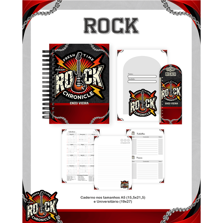 Kit Digital Encadernação Rock - Volta às Aulas Completo 2