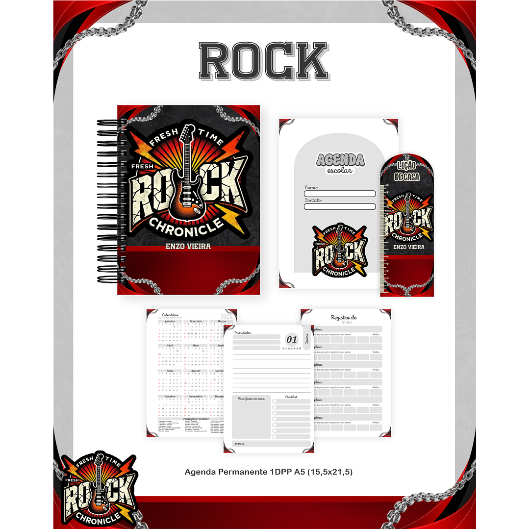 Kit Digital Encadernação Rock - Volta às Aulas Completo 3