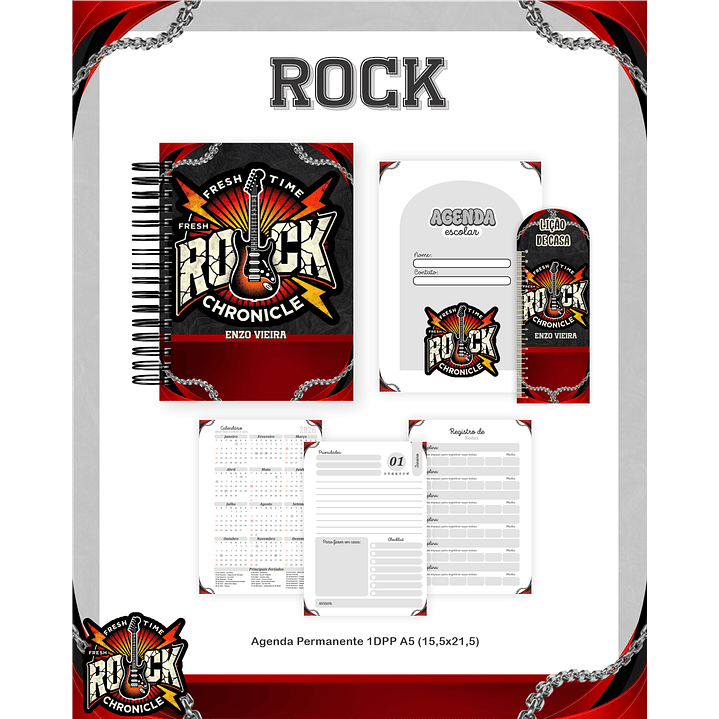 Kit Digital Encadernação Rock - Volta às Aulas Completo 3