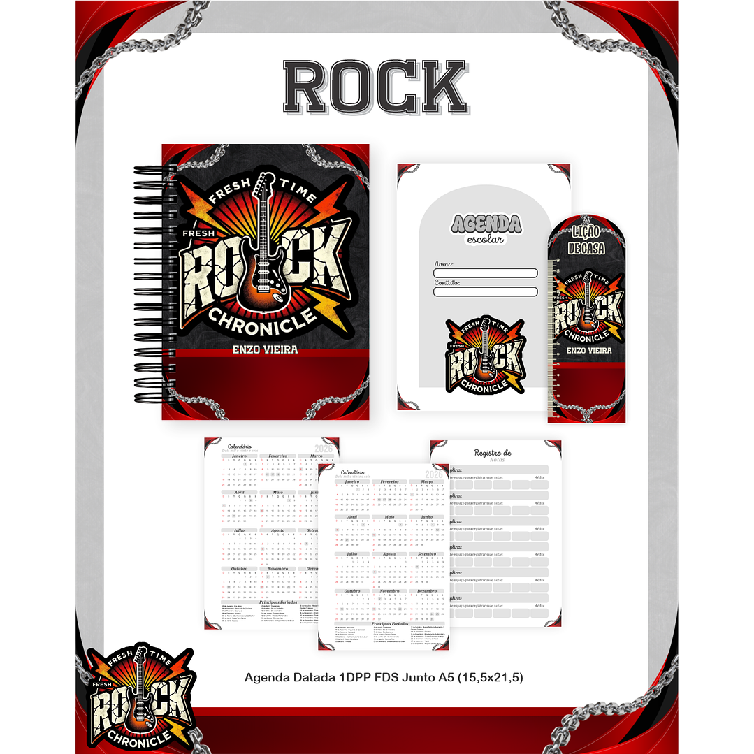 Kit Digital Encadernação Rock - Volta às Aulas Completo 4