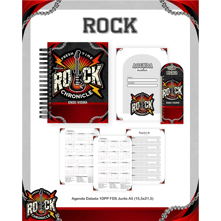 Kit Digital Encadernação Rock - Volta às Aulas Completo 4