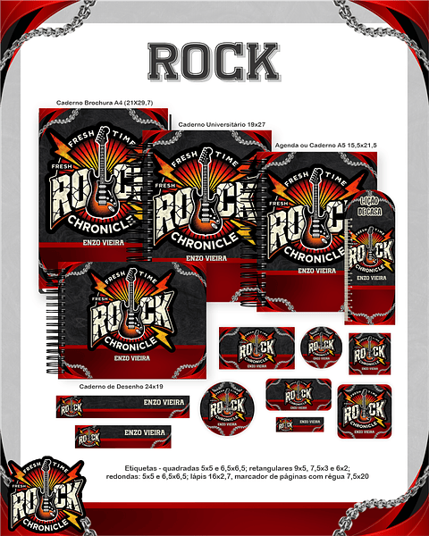 Kit Digital Encadernação Rock - Volta às Aulas Completo
