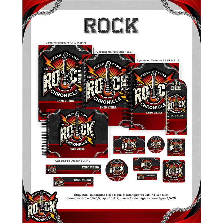 Kit Digital Encadernação Rock - Volta às Aulas Completo 1