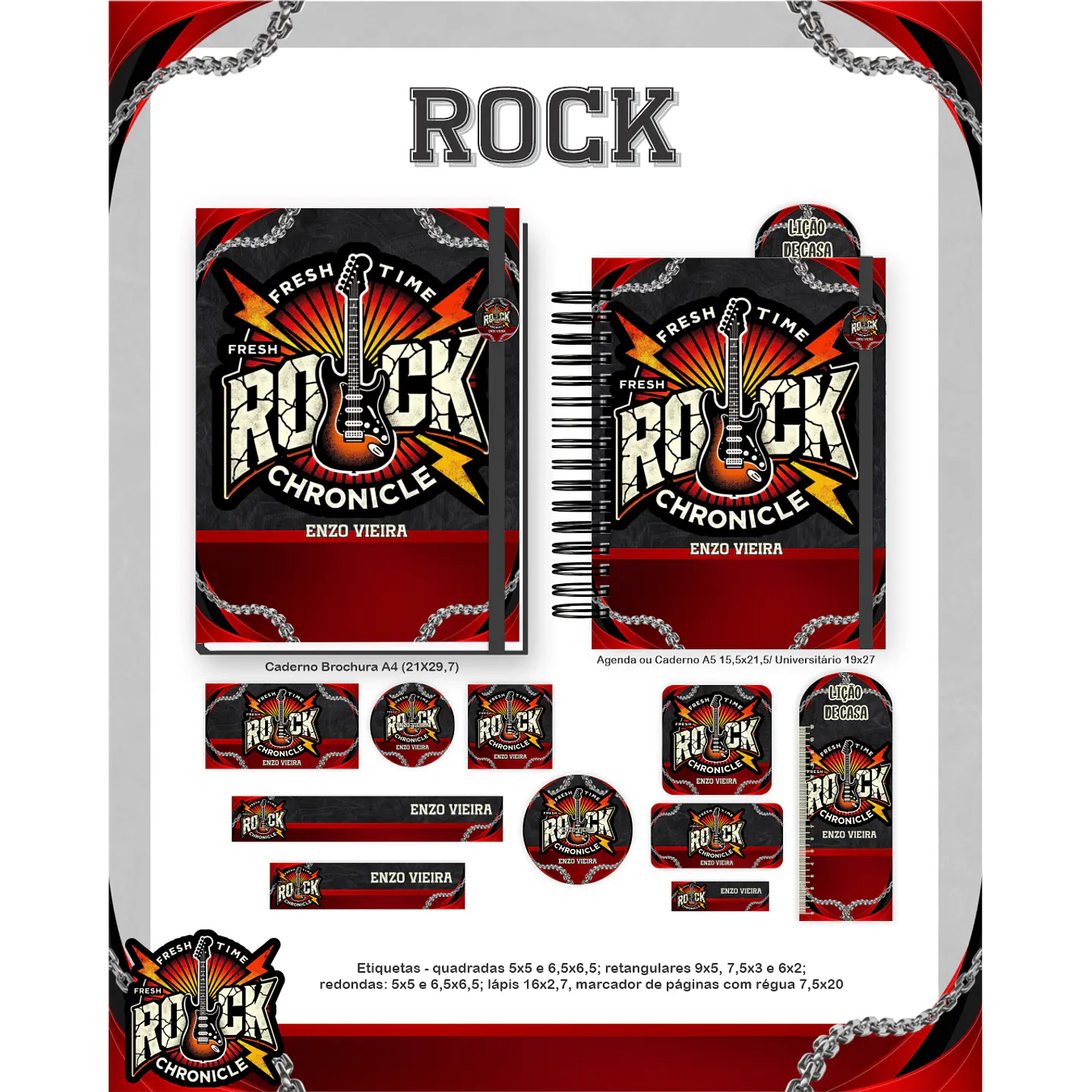 Kit Digital Encadernação Rock - Volta às Aulas Completo 5