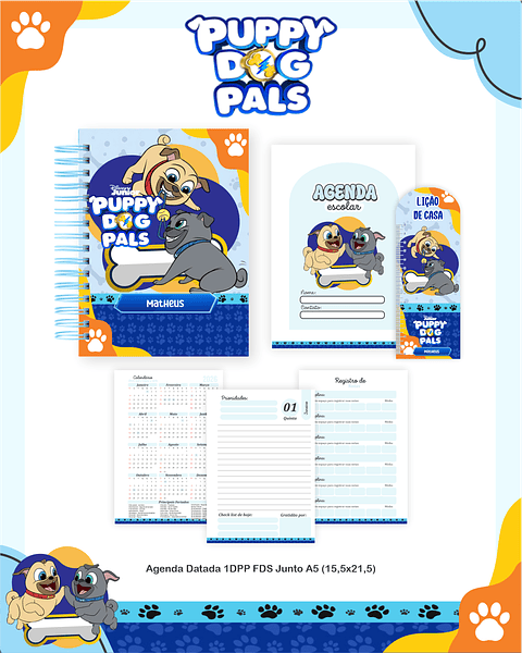 Kit Digital Encadernação Puppy Dog Pals - Volta às Aulas 