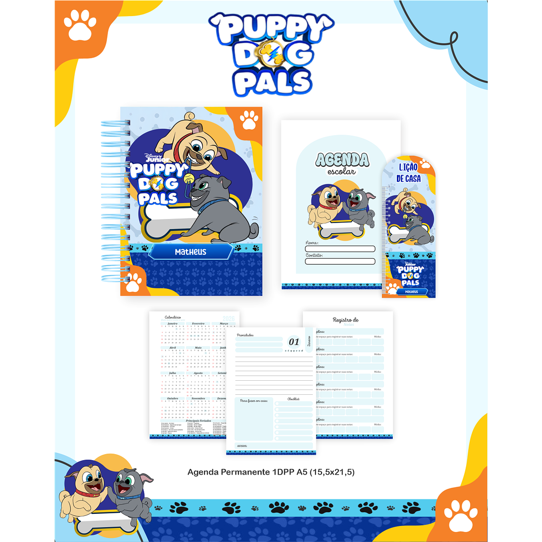 Kit Digital Encadernação Puppy Dog Pals - Volta às Aulas  3