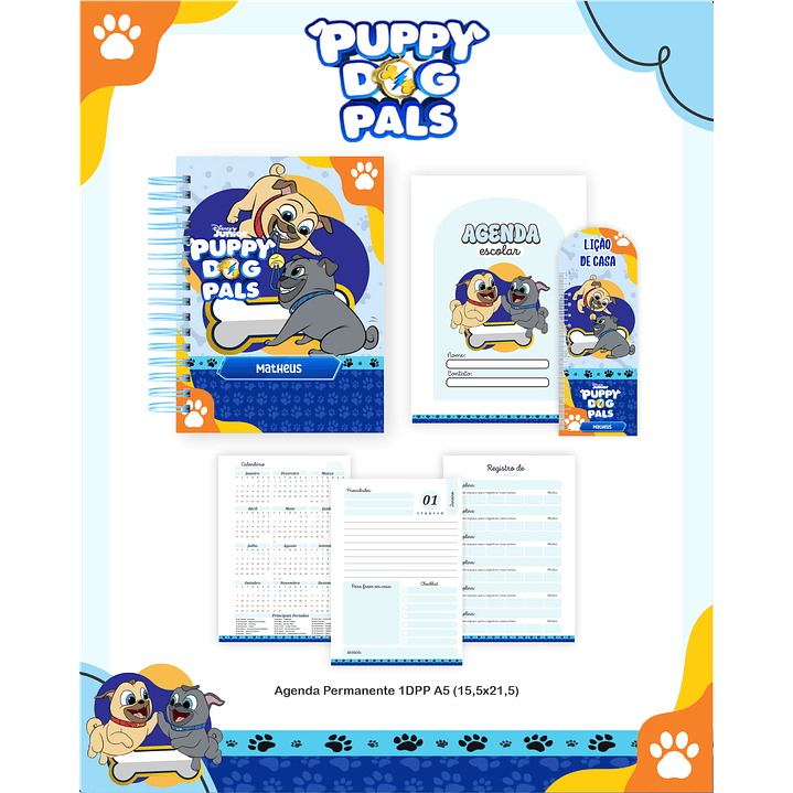 Kit Digital Encadernação Puppy Dog Pals - Volta às Aulas  3