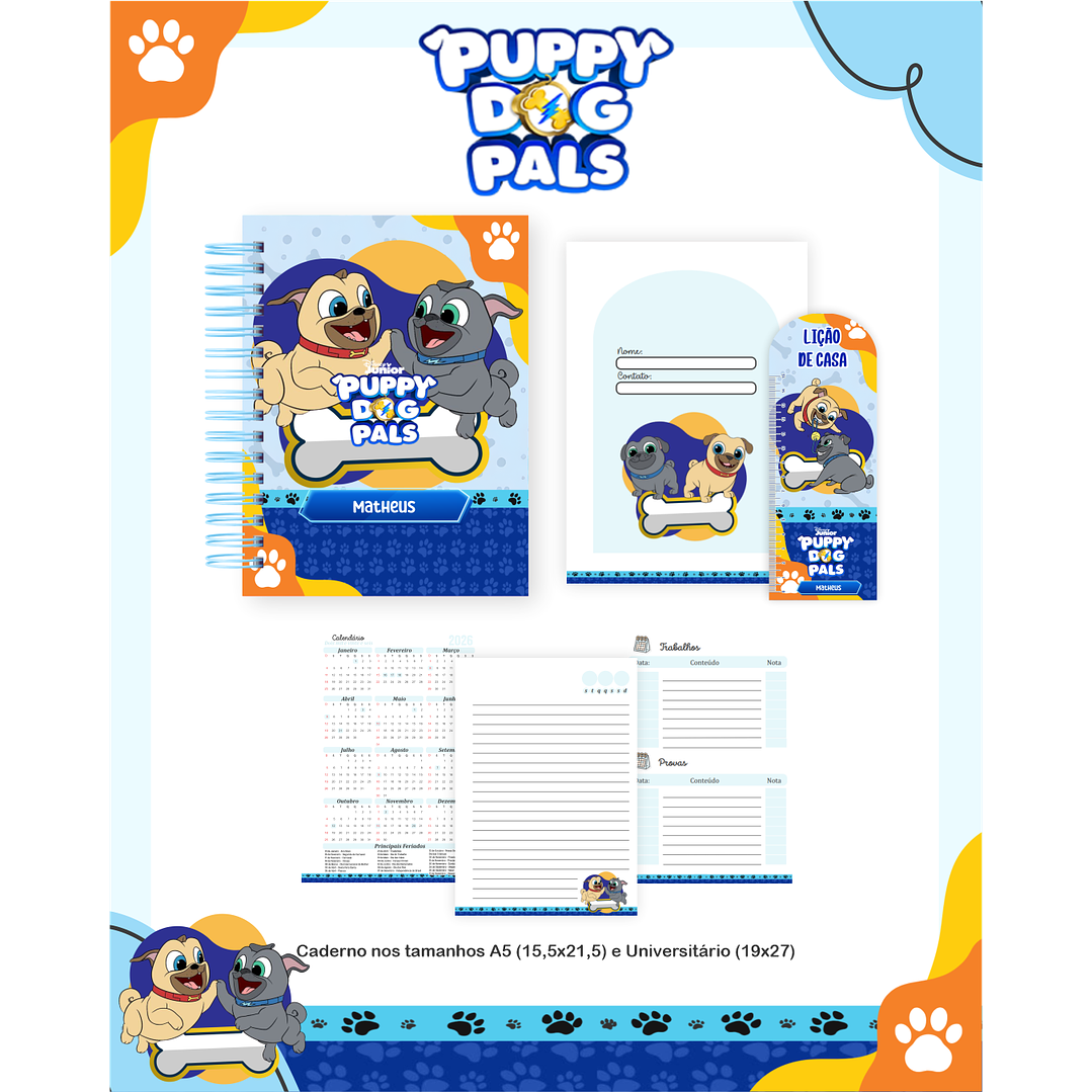 Kit Digital Encadernação Puppy Dog Pals - Volta às Aulas  4
