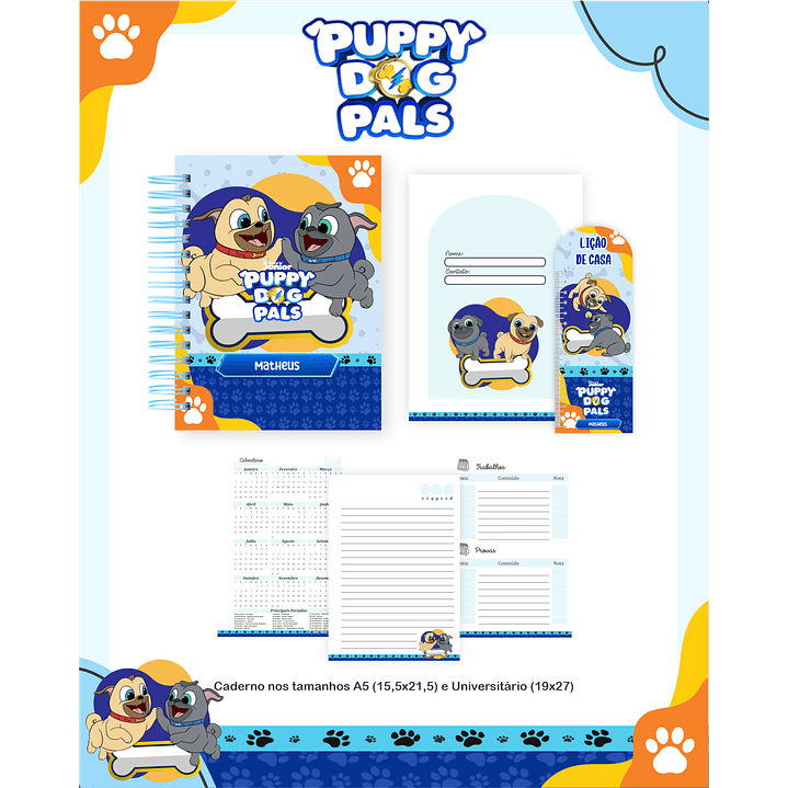 Kit Digital Encadernação Puppy Dog Pals - Volta às Aulas  4