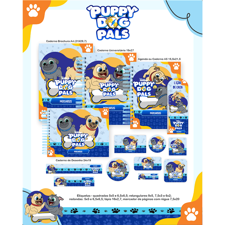 Kit Digital Encadernação Puppy Dog Pals - Volta às Aulas  1