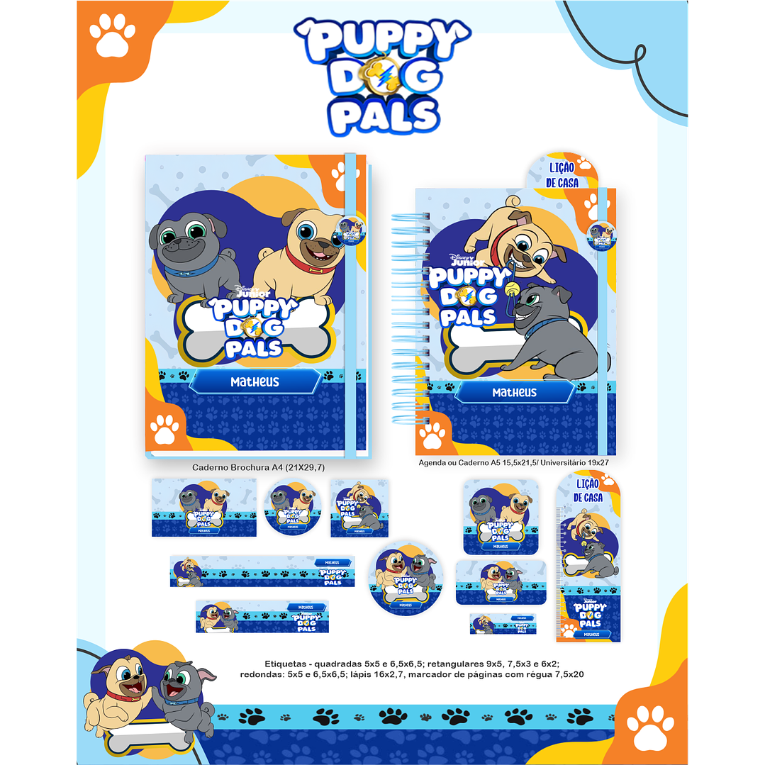 Kit Digital Encadernação Puppy Dog Pals - Volta às Aulas  5