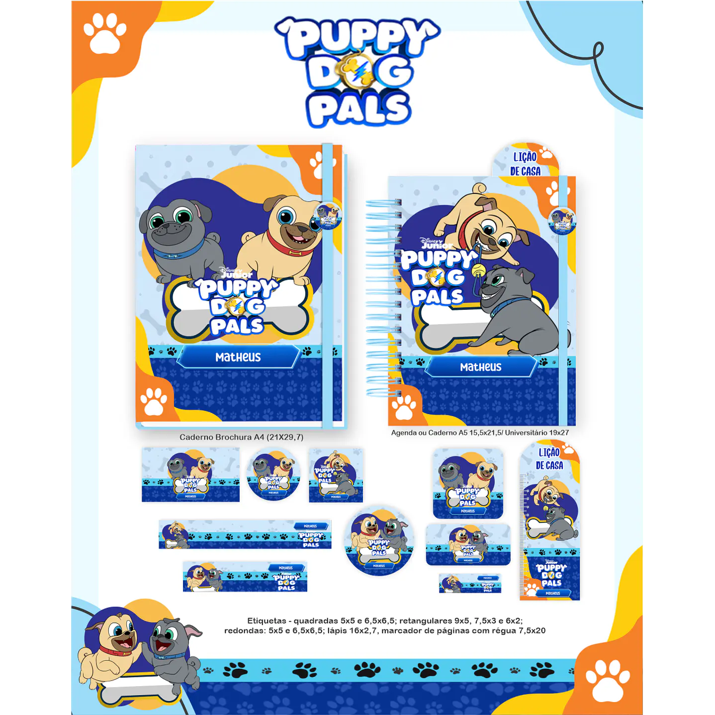 Kit Digital Encadernação Puppy Dog Pals - Volta às Aulas  5