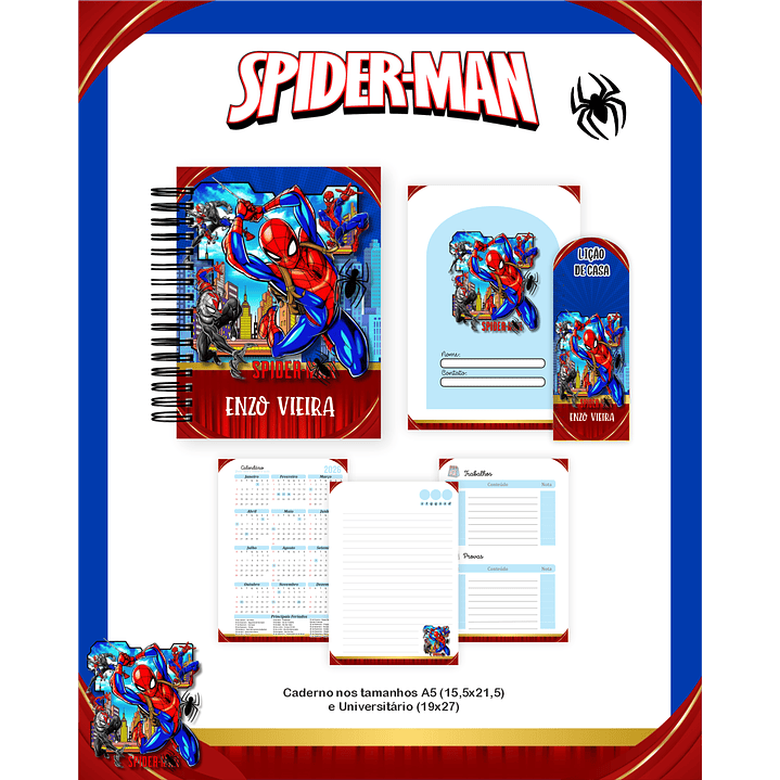 Kit Digital Encadernação Homem-Aranha - Volta às Aulas Completo 2