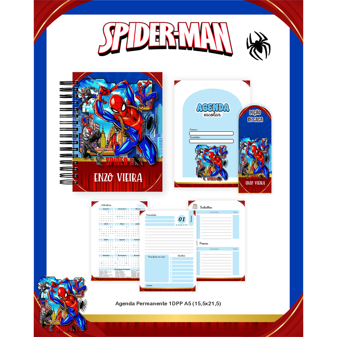 Kit Digital Encadernação Homem-Aranha - Volta às Aulas Completo 3