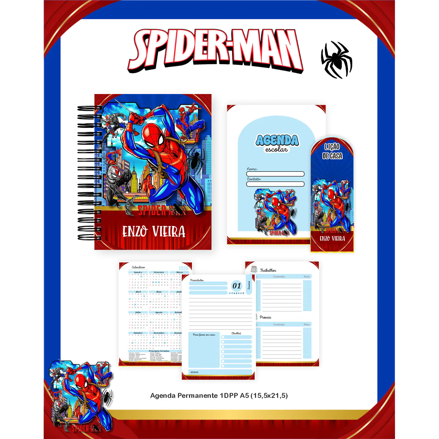 Kit Digital Encadernação Homem-Aranha - Volta às Aulas Completo 3