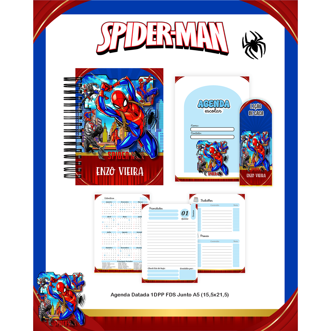 Kit Digital Encadernação Homem-Aranha - Volta às Aulas Completo 4