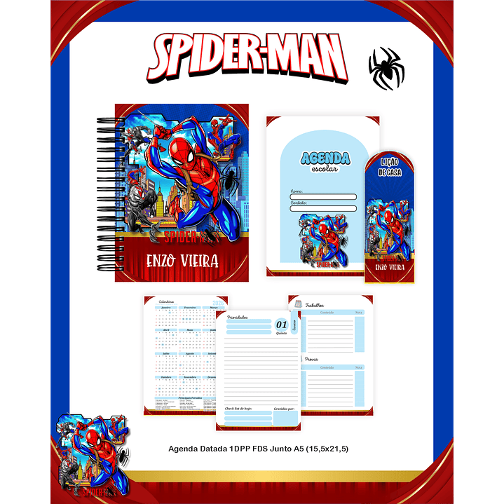 Kit Digital Encadernação Homem-Aranha - Volta às Aulas Completo 4