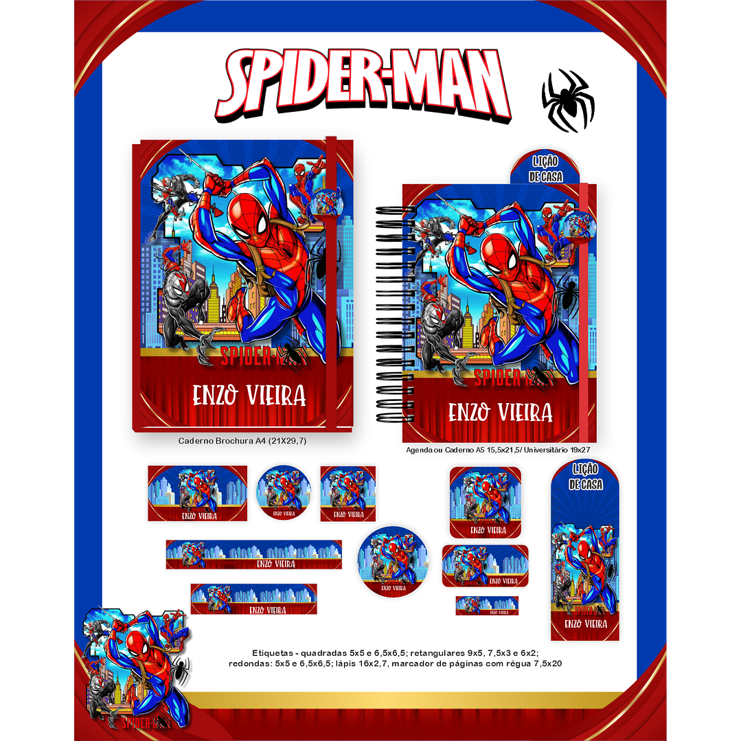 Kit Digital Encadernação Homem-Aranha - Volta às Aulas Completo 5