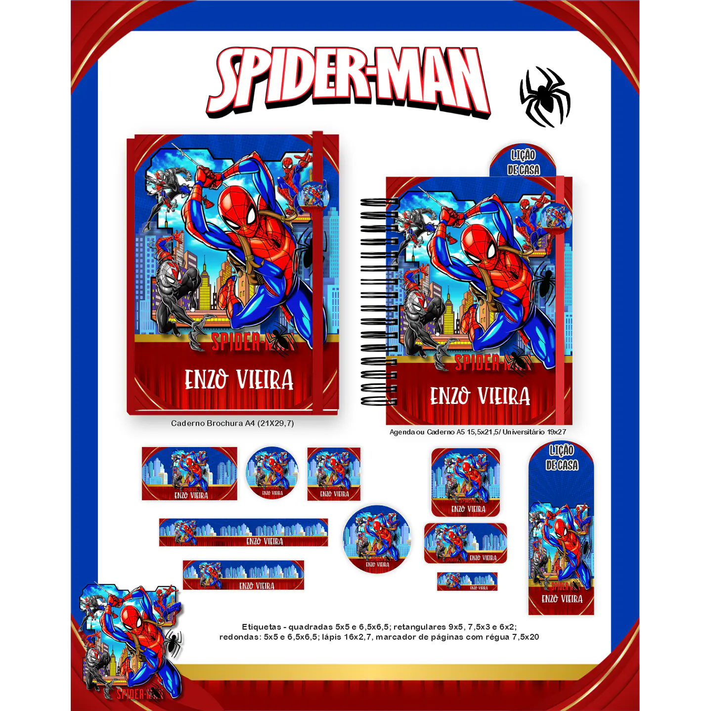 Kit Digital Encadernação Homem-Aranha - Volta às Aulas Completo 5