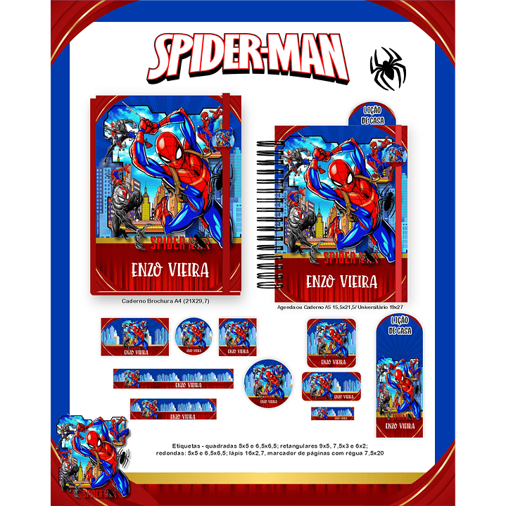 Kit Digital Encadernação Homem-Aranha - Volta às Aulas Completo 5