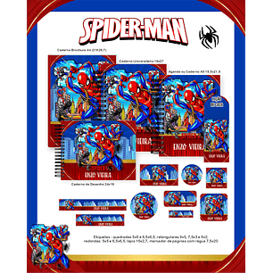 Kit Digital Encadernação Homem-Aranha - Volta às Aulas Completo
