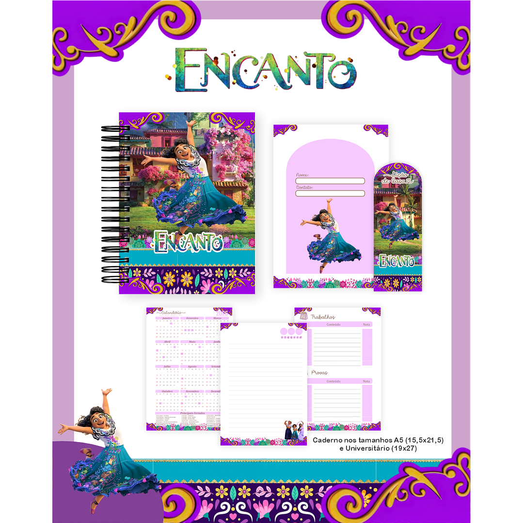 Kit Digital Encadernação Encanto  - Volta às Aulas Completo 2