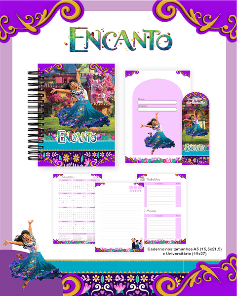 Kit Digital Encadernação Encanto  - Volta às Aulas Completo