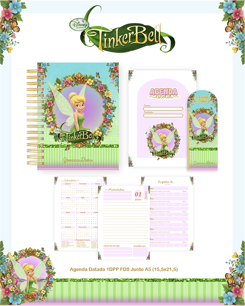 Encadernação Sininho Tinker Bell - Volta às Aulas 