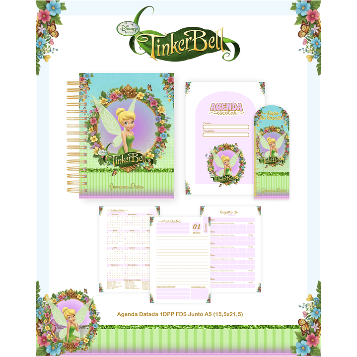 Encadernação Sininho Tinker Bell - Volta às Aulas  2