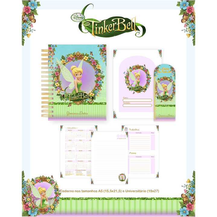 Encadernação Sininho Tinker Bell - Volta às Aulas  3