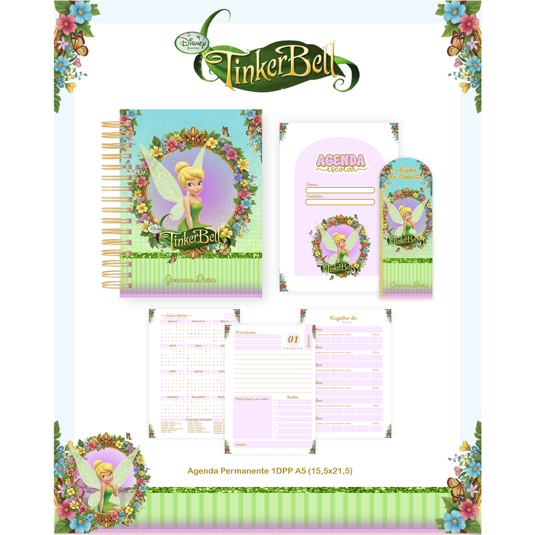 Encadernação Sininho Tinker Bell - Volta às Aulas  4