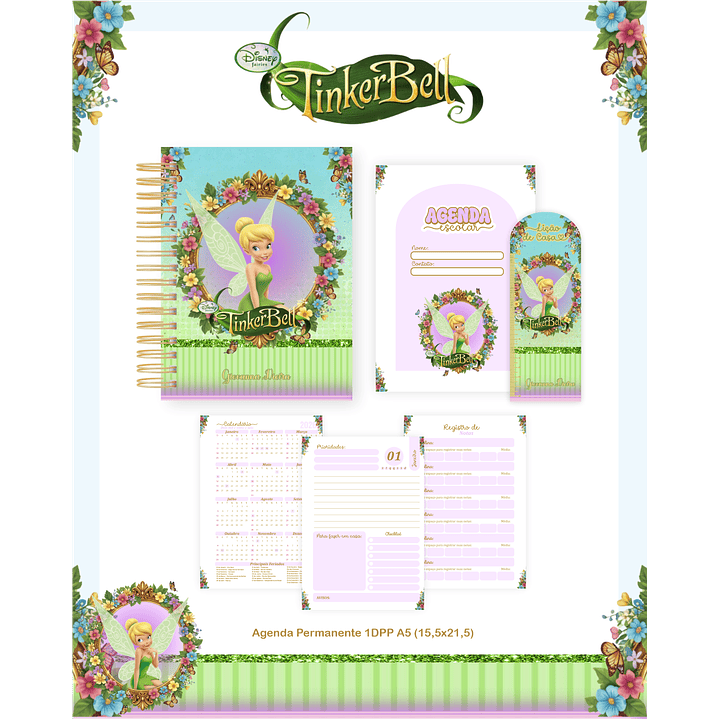 Encadernação Sininho Tinker Bell - Volta às Aulas  4