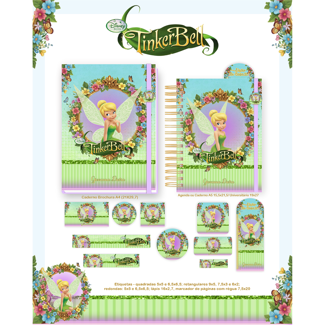 Encadernação Sininho Tinker Bell - Volta às Aulas  5