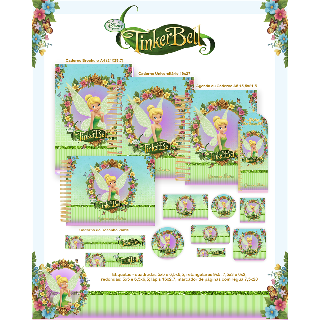 Encadernação Sininho Tinker Bell - Volta às Aulas  1