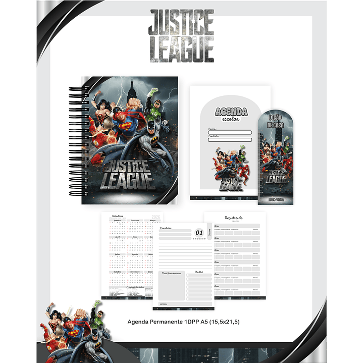 Kit Digital Encadernação Liga da Justiça - Volta às Aulas Completo 4