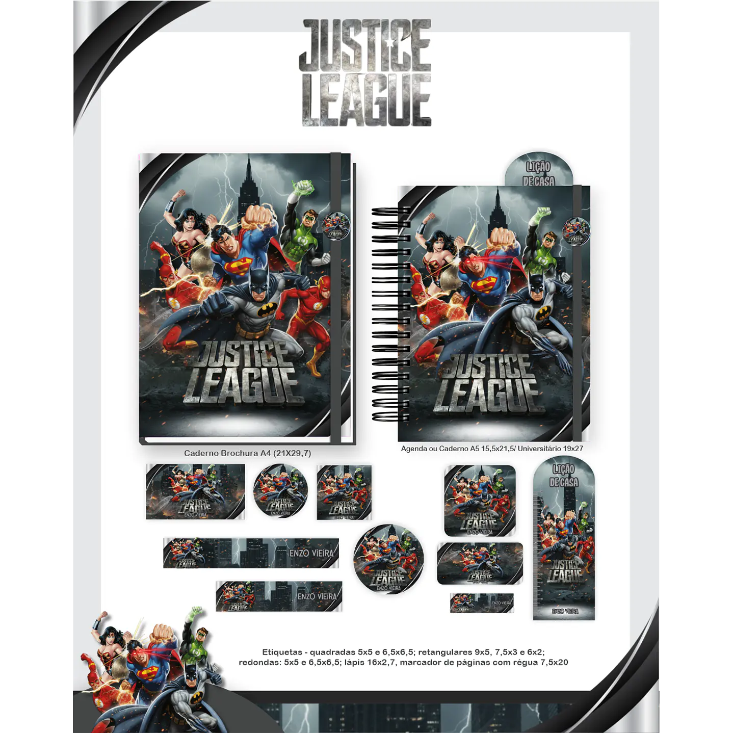 Kit Digital Encadernação Liga da Justiça - Volta às Aulas Completo 5