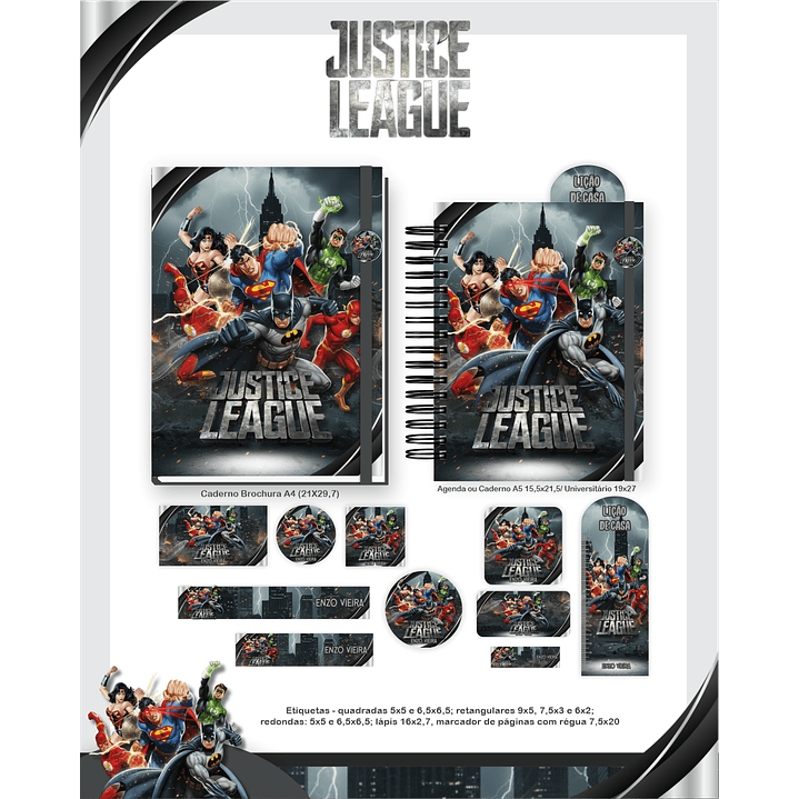 Kit Digital Encadernação Liga da Justiça - Volta às Aulas Completo 5