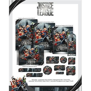 Kit Digital Encadernação Liga da Justiça - Volta às Aulas Completo