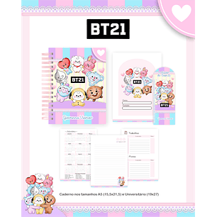 Kit Digital Encadernação BT21 - Volta às Aulas Completo