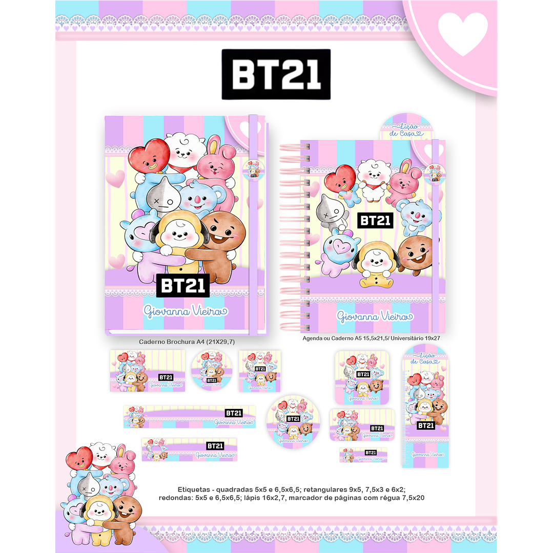 Kit Digital Encadernação BT21 - Volta às Aulas Completo 5